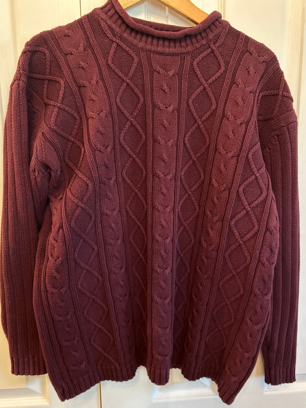 Vintage AE Sport & Co 100% Cotton Fisherman Cable Knit Sweater 2X Burgundy